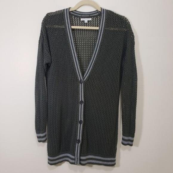 American Eagle Outfitters open knit varsity style button front sweater size S - Picture 1 of 8